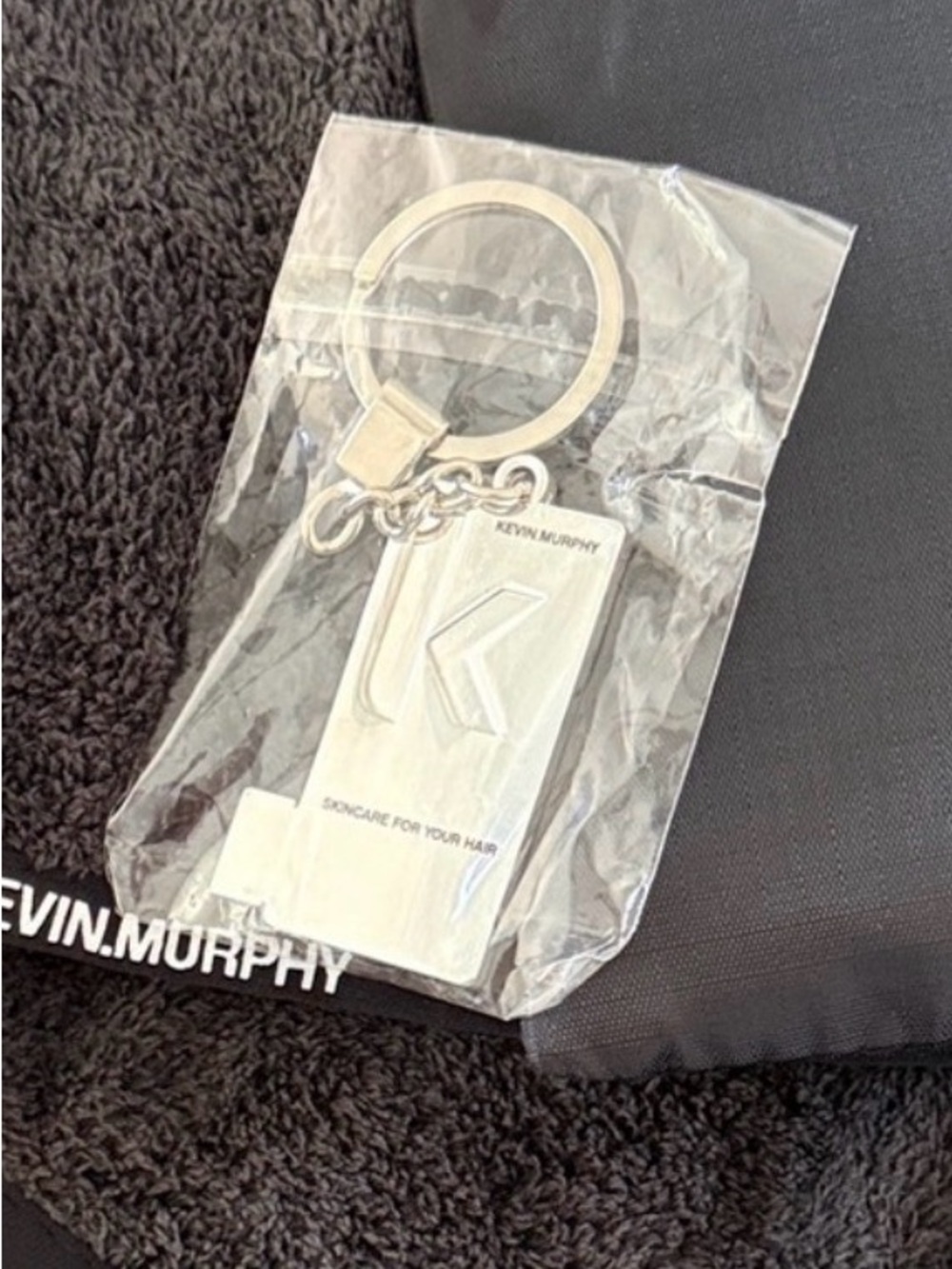KEVIN.MURPHY Silver Rectangular Logo Keyring